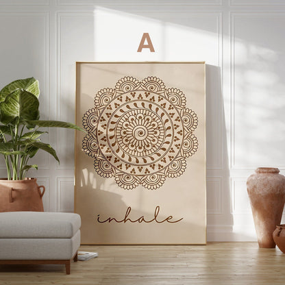 Poster Yoga Einatmen Ausatmen Mandala · Wohnzimmer Bilder · Schlafzimmer Bilder · Wand Deko Print · ohne Rahmen-1