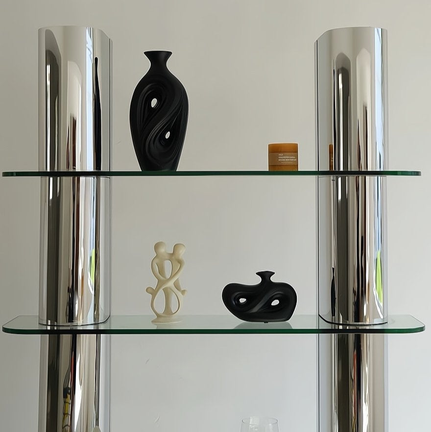 Handmade Contemporary Abstract Ceramic Black Flower Vase - Decorative Irregular Vase-4
