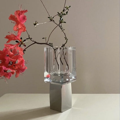 Modern Crystal Block Vase, Contemporary Table Setting Centrepieces-3