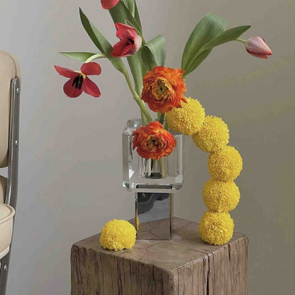 Modern Crystal Block Vase, Contemporary Table Setting Centrepieces-1