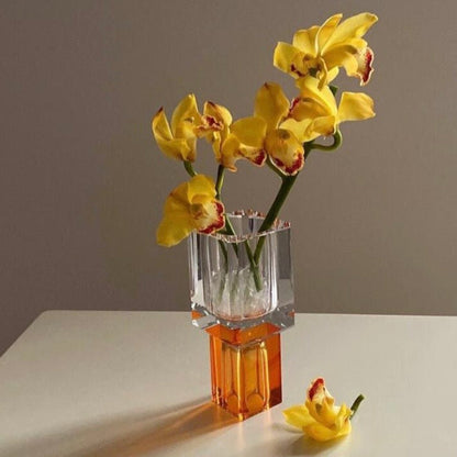 Modern Crystal Block Vase, Contemporary Table Setting Centrepieces-4