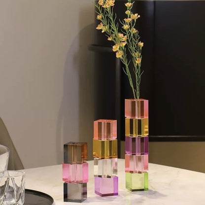 Modern Crystal Cube Bud Vase, Dopamine Table Setting Centrepieces-0