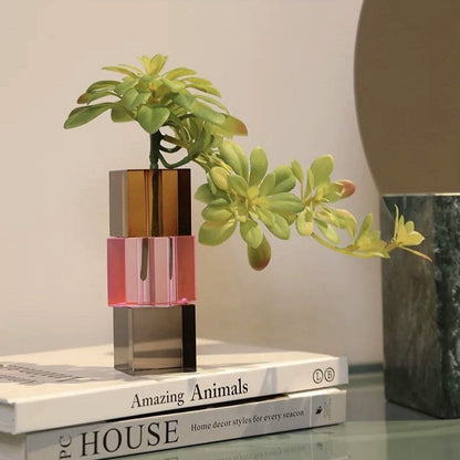 Modern Crystal Cube Bud Vase, Dopamine Table Setting Centrepieces-3