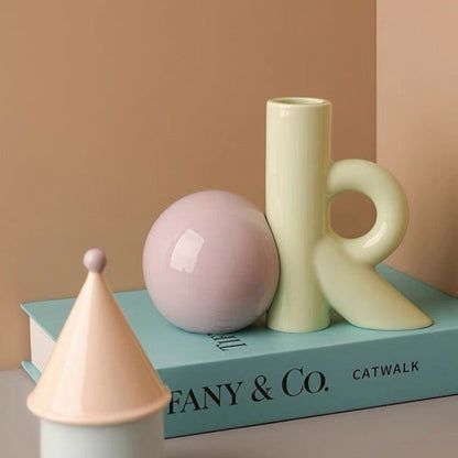 OK Ceramic Bud Vase - Handmade Dopamine Decorative Flower Vase-2