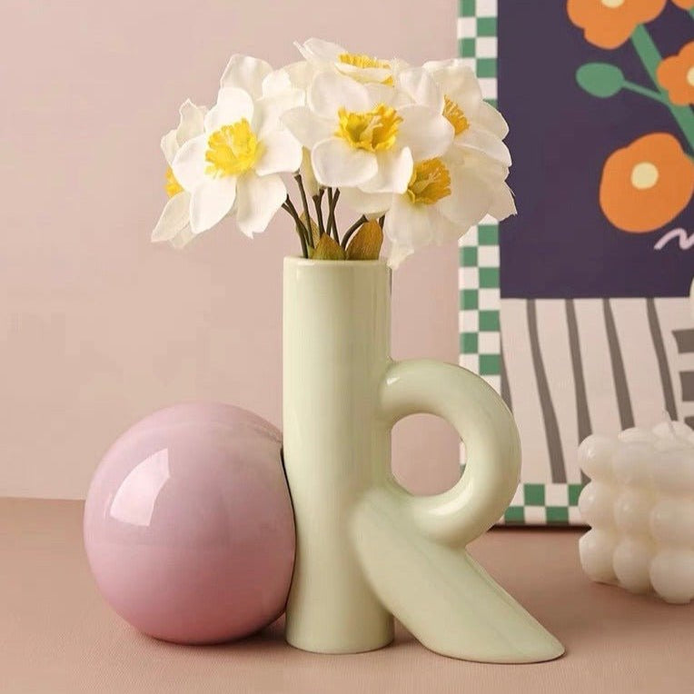 OK Ceramic Bud Vase - Handmade Dopamine Decorative Flower Vase-3
