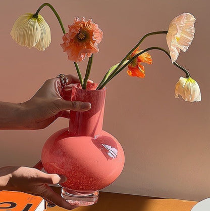 Retro Color Glazed Decorative Vase - Unique Glass Vase Decor-0